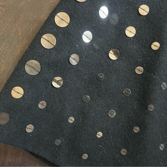 Vintage Nanette Lepore black wool Discovery chain sequin mini skirt 4 - Picture 2 of 8